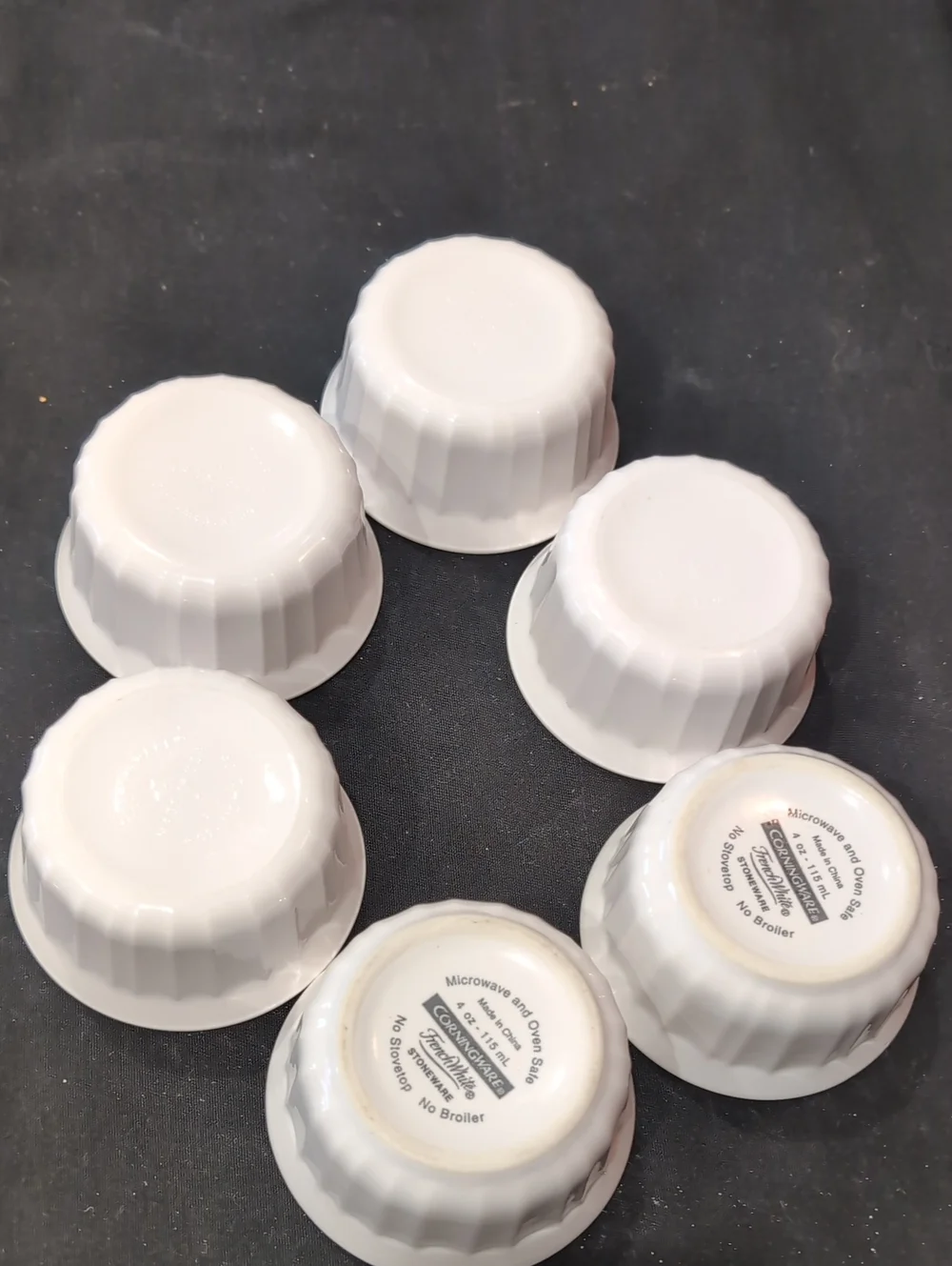Set of Six (6) CorningWare / Corning Ware French White 4 Oz Ramekins RS4